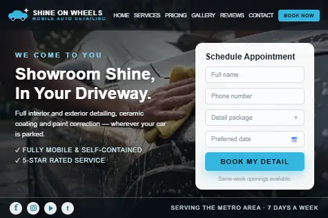 Mobile detailing website